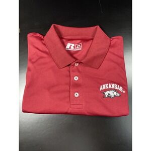 Arkansas Razorbacks Russell Mens Performance Polo Shirt Sz Large Stitch Logo NWT